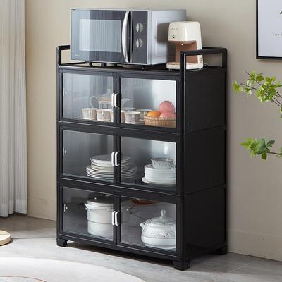 餐柜碗盘柜家用厨房储物柜子多功能茶水柜铝合金整体橱柜置物柜收