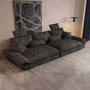 奶油风帆船超宽坐深沙发客厅小户型直排磨砂布艺沙发 政府补贴