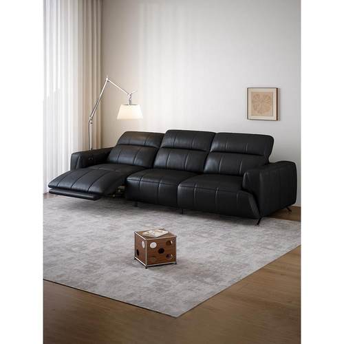 政府补贴电动沙发可调节直排三人位意式极简头层牛皮客厅真皮沙发