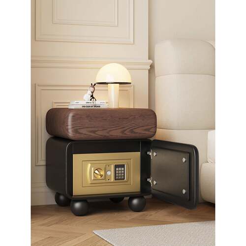 2025新款实木智能床头柜保险箱一体床边柜多功能家用卧室保险柜子
