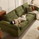 布艺沙发雪尼尔奶油风猫抓客厅直排小户型高靠背覆古绿色2025新款