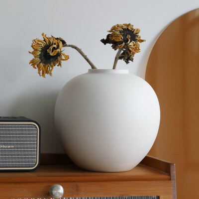 简约现代花瓶摆件客厅插花白色陶瓷大肚宽口轻奢高档水培高级感