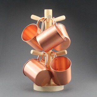 酒术 实木铜杯架Moscow mule莫斯科骡子收纳架吧台酒柜摆件装饰架