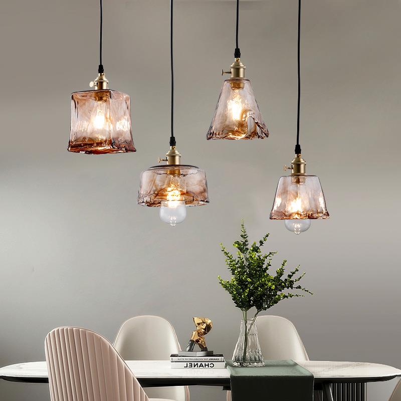 中式北欧复古ins黄铜玻璃过道灯玄关吧台餐厅阳台床头民宿小吊灯