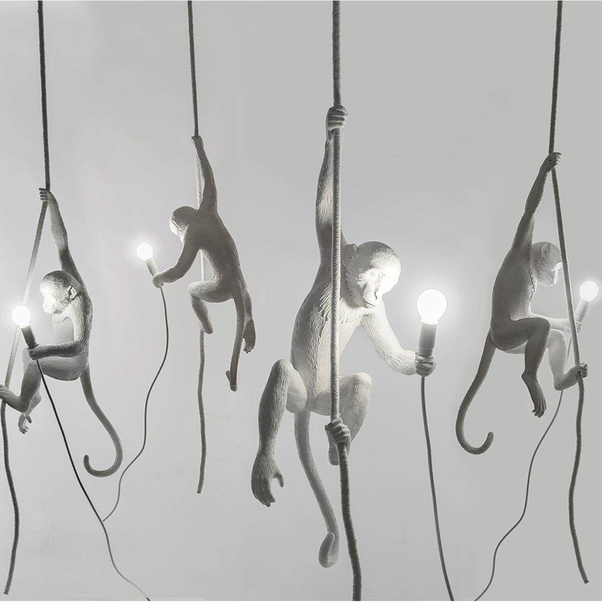 后现代工业风创意麻绳树脂咖啡厅儿童房卧室动物猴子吊灯台灯壁灯