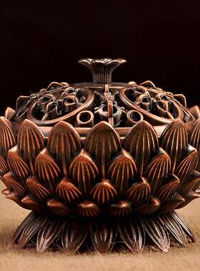 小号金刚杵盖莲花香炉仿古香熏香炉火供熏香炉盘香炉八宝家居摆件