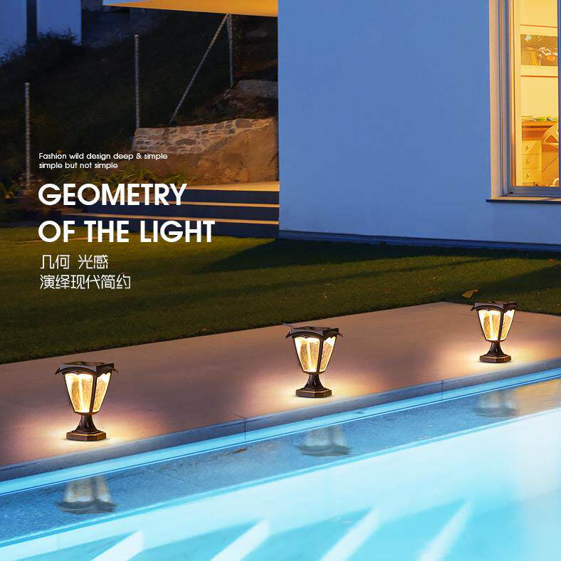 太阳能柱头灯户外超亮大门柱子灯花园别墅墙灯防水家用室外庭院灯