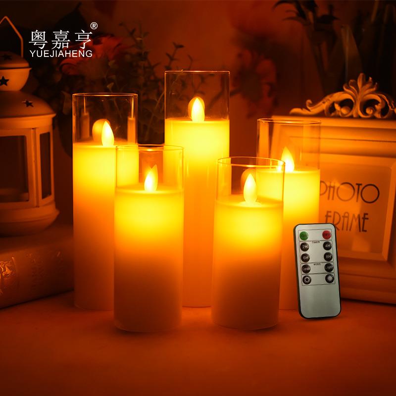 5.3cm玻璃杯摇摆LED电子蜡烛仿真无烟蜡烛浪漫婚礼会所生日装饰灯