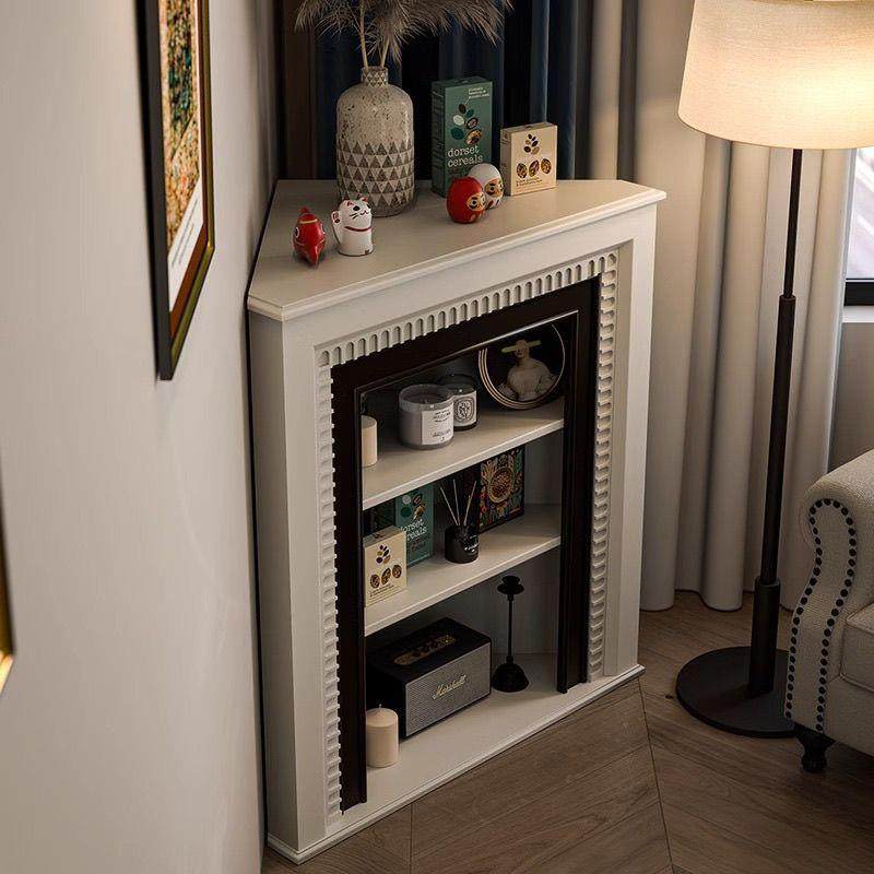 法式转角三角壁炉装饰柜实木欧式墙角不规则电子壁炉可DZ美式