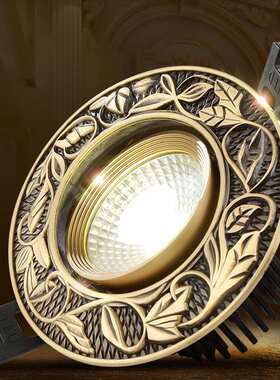 欧式全铜射灯筒灯led射灯3W5Wcob天花全铜美式客厅过道嵌入式灯具