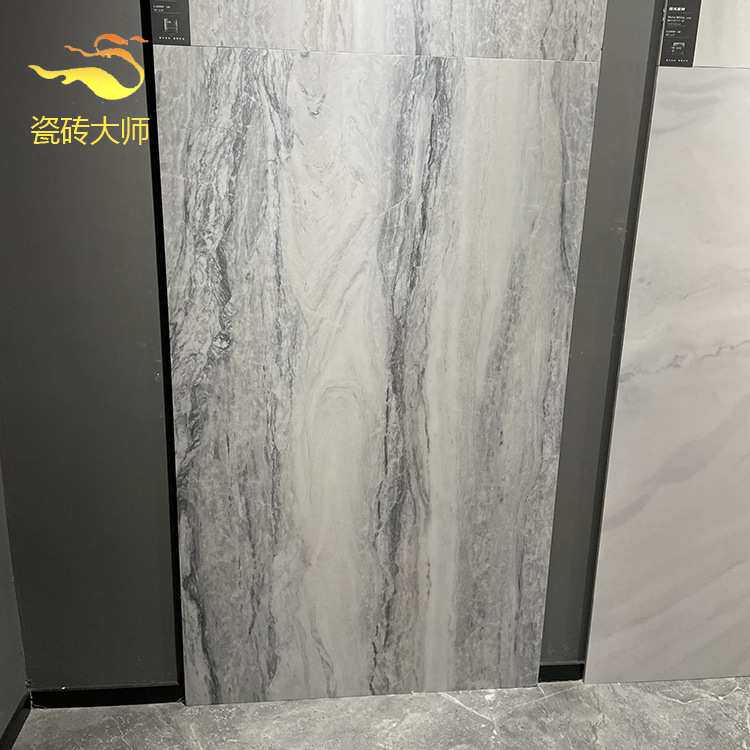 佛山瓷砖通体大理石蓝爵灰柔光客厅地砖750x1500仿木化石北欧墙砖
