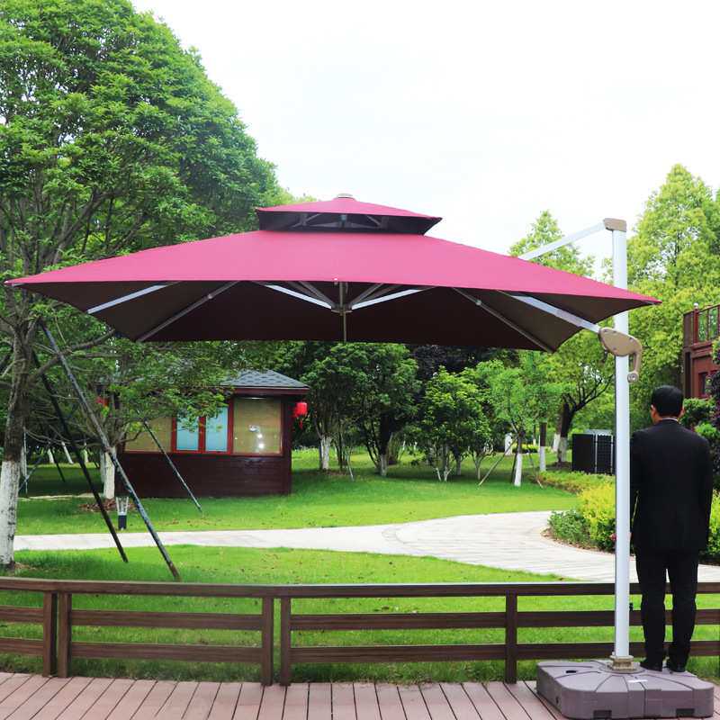 土豪金铝氧化罗马伞户外防雨遮阳伞庭院花园别墅色织布遮阳伞