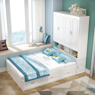 榻榻米衣柜床储物床一体小户型衣帽间多功能儿童床带衣柜子组合床