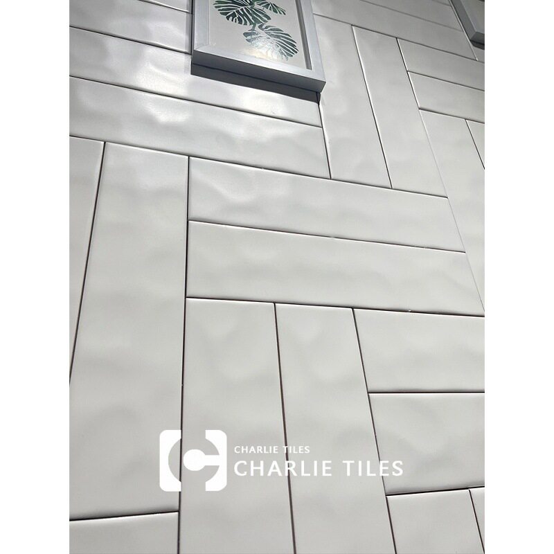 纯白色简约厨房现代哑光卫生间长条瓷砖立体背景墙淋浴房釉面地砖
