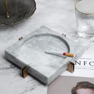 北欧轻公奢大906理石烟灰缸家用客厅创意办室板样房性装饰个烟碟