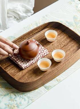 茶整木大叶子盘盘创托盘壶承茶盘干泡台托JVA盘意茶具收纳盘酒店
