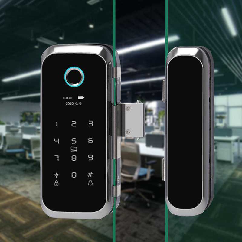 定制玻璃门指纹锁 简易安装免开孔玻璃智能锁 办公室隔断门玻璃锁