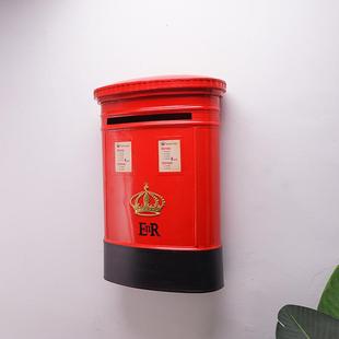 墙面装饰邮箱邮筒复古怀旧美式壁挂件铁艺信箱邮箱挂墙上软装道具
