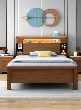 1白色实木床.35一米二120单人床11米2小户型TKH气压高箱物储侧开1