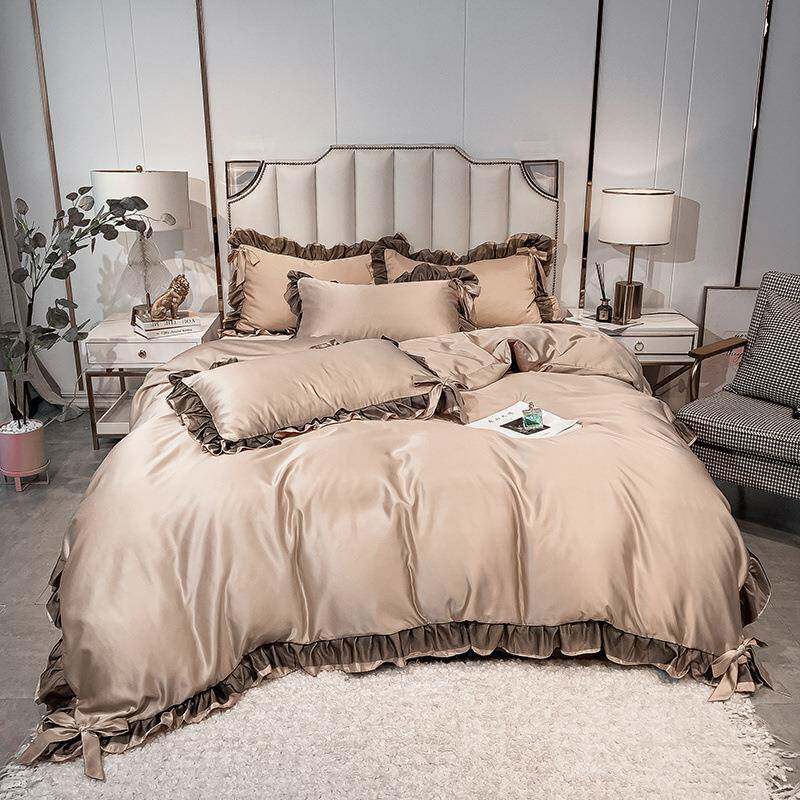 双单欧式水洗冰丝床10923040四件套面丝滑夏季裙法式床婚床四件套