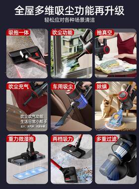尘家用大吸力持小型手有线吸拖器一体机大功率除猫毛无吸MH-03线