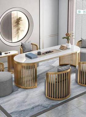 新式泡茶桌椅中茶几客办公室泡厅茶EIS桌一体轻奢茶简台约桌椅组