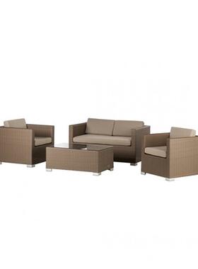 户外沙椅发组庭院合别墅园露台藤编防水防晒藤露天铝合DLU金花藤