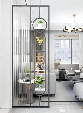 装现代隔简约艺术玻33649璃屏风厅入户玄关卫生间遮挡轻奢铁客艺