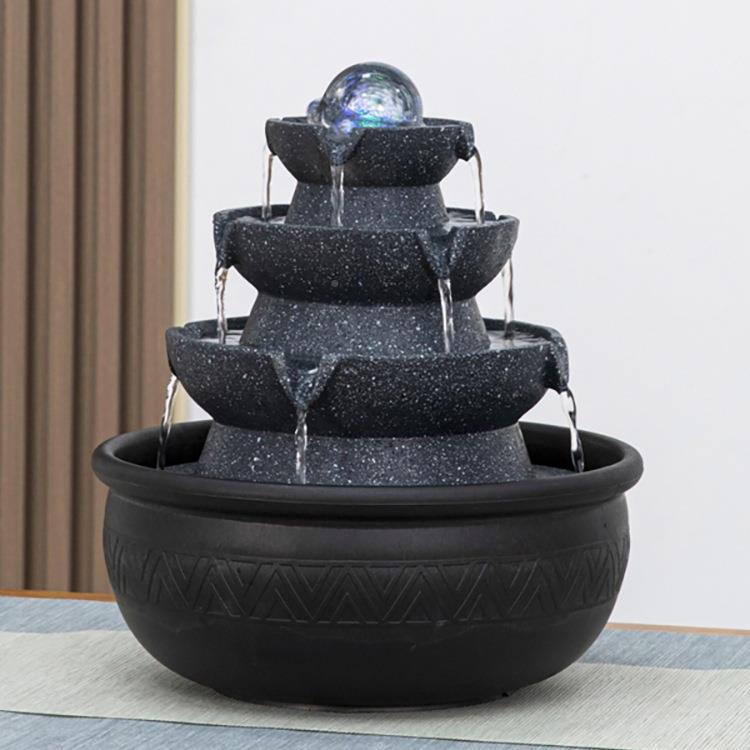 件方轮来财风水流水F969S59J喷泉摆循环水办公桌装饰客厅桌八面风