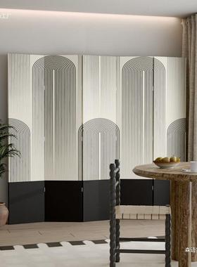 中屏厅风隔断客遮挡卧山室玄关可移动折叠墙办式公室UOU水画仿古