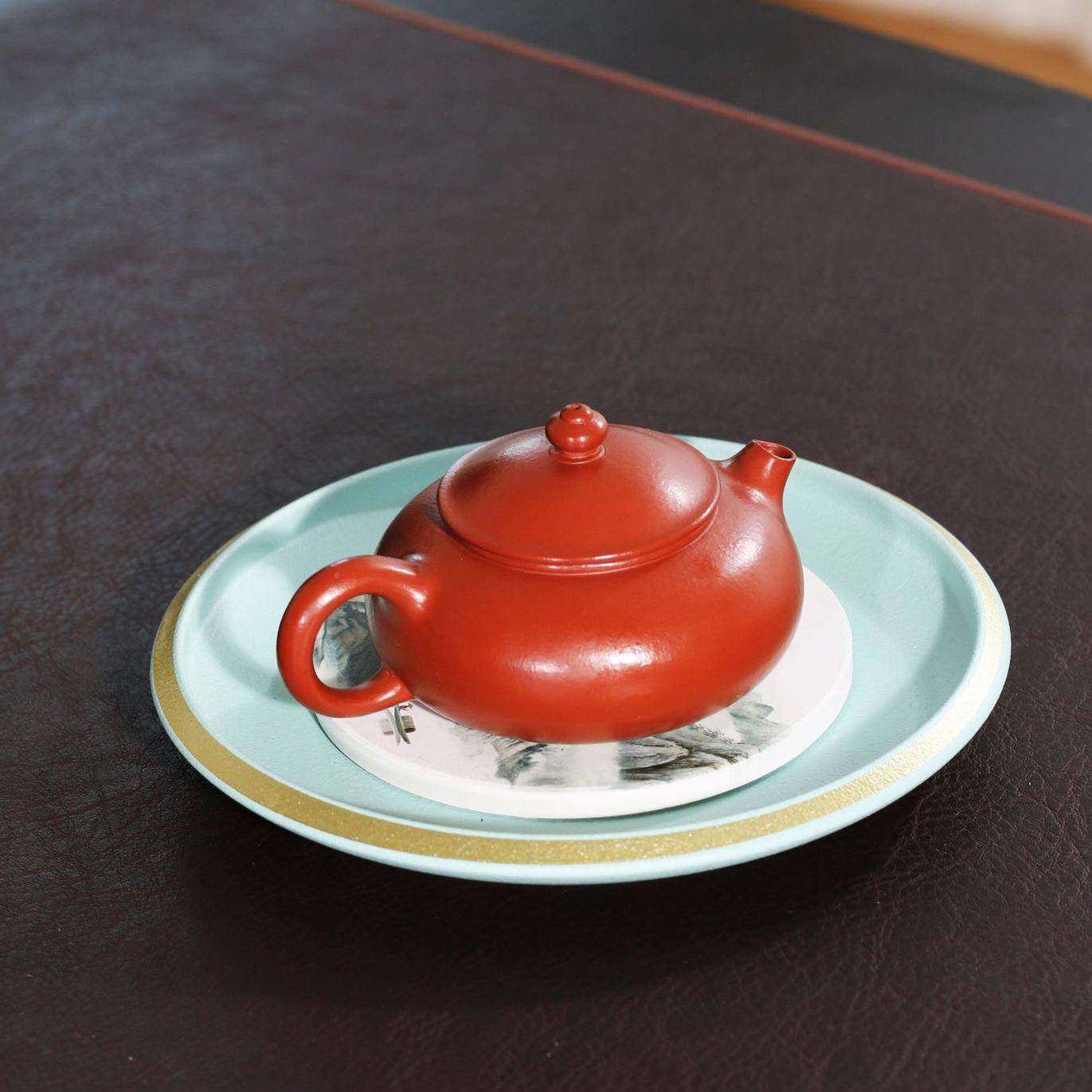 一叶孟臣梨皮朱泥紫100c宜兴砂内CH-2169推球孔半壶手工茶壶茶具