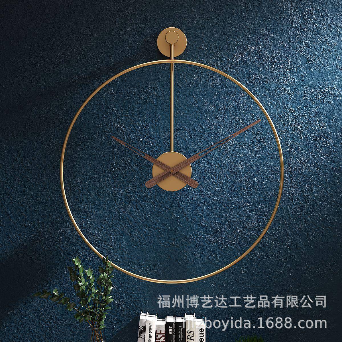 简约钟西挂班牙风环钟客厅极简风铁艺表金属样板SPANISH房单钟表