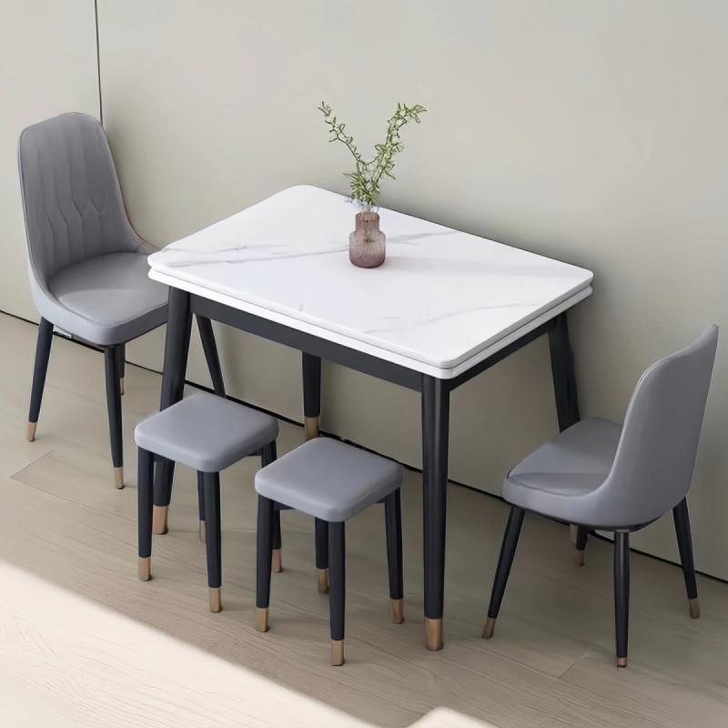 dpp岩板折叠餐家用小户型实FHC伸木可缩现形代简约轻奢饭桌长方桌