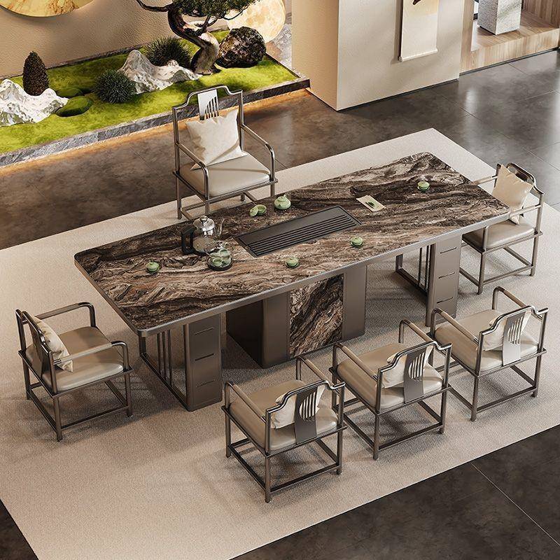 现代奢岩POW板茶式桌椅轻奢现代中设计款简约办公室石师功夫一体