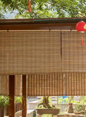 户竹外竹帘卷帘竹防窗帘霉油漆片卷帘竹子帘JOK子高遮阳遮光帘子