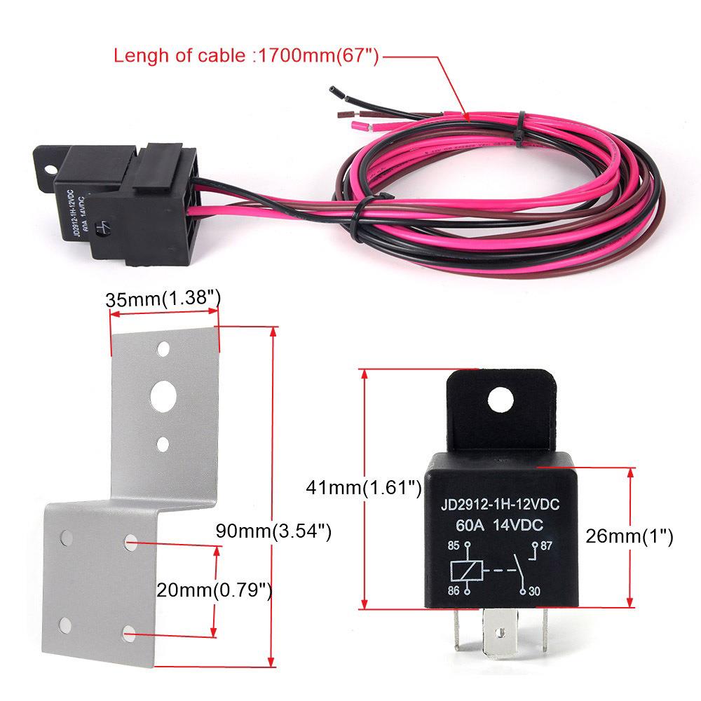 汽车WH003改装配件线束可式电调动12V扇散热控制继电风器套件6线0