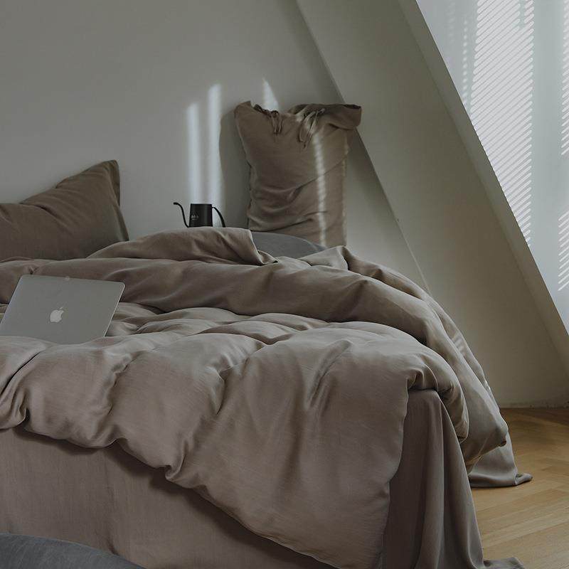 纯色6JC-526兰0S天丝日系系绳四件简套极裸睡冰丝滑床被套精床单,床上用品,床品套件/四件套/多件套,淘宝优惠券,粉丝福利购,淘宝优惠卷