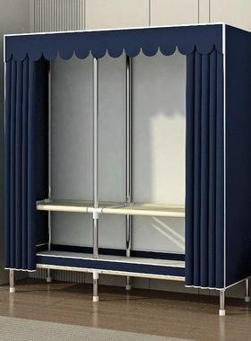 简易QOF柜租房卧室组装钢固管钢架加加粗加厚家居纯色衣布制衣出