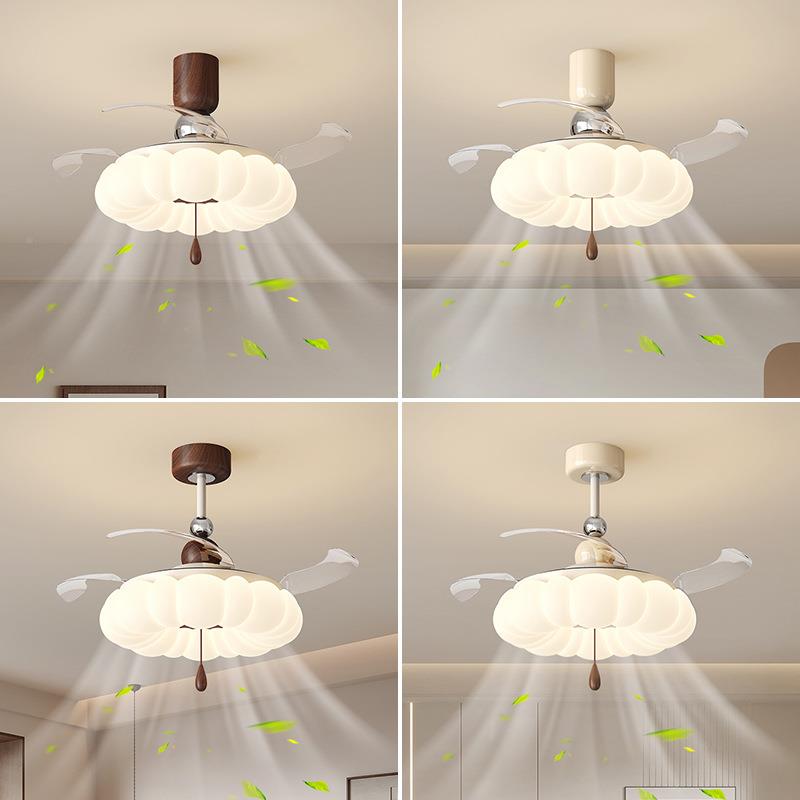 中古风隐形风扇创卧意瓜主385吸顶灯灯护南眼餐厅客厅电扇一体灯