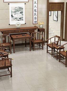 件老榆实木中堂六套四件式ZZK套客厅木八仙新中农村堂屋供桌条案