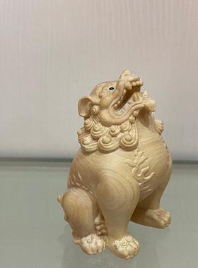 小FAP叶黄杨木件雕实木摆件物望天吼貔动貅创意手把文玩茶艺宠工