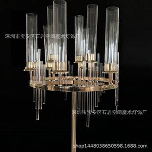 新款婚庆铁艺九头烛台婚礼桌日布金置装节饰酒店道具用主MS--8577