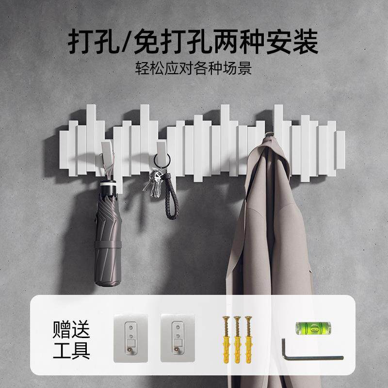 白色钢琴门键挂衣架卧实木入户室后墙CL2015壁挂钩不占空间免打孔