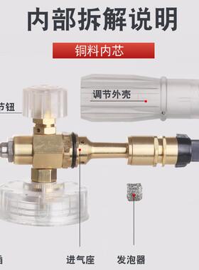 直696销2023新款透明1/4快插pa泡沫壶铜全芯喷100M0L高压洗车壶