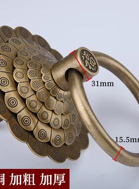 狮老子头拉手拉环全铜门环中IJC屉式装饰大门抽拉手传铜统式门门