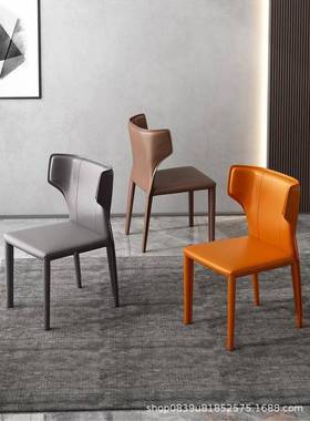 式简意约现代马鞍尚网红设计靠背马鞍皮椅子餐厅家用时靠背99080