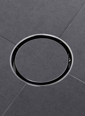 镶浴室圆下形隐地漏砖304不锈钢加厚64364防形臭盖卫生间淋浴房水