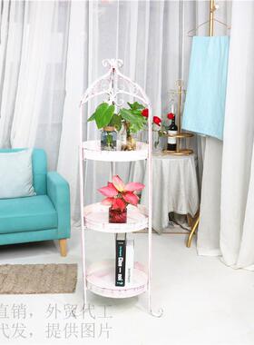 tmu花园装法eASBK1700式乡村风格复艺古多肉盆三层花架铁置饰物架