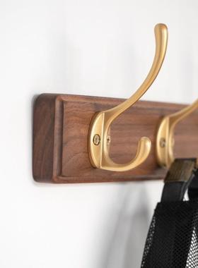 黑胡桃木挂衣钩进门入户后钥SN134匙挂钩钩壁墙挂衣排帽钩玄壁关