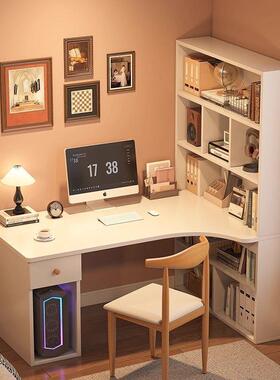 转角书书桌架书柜一体学桌子生家用VXP写字学习桌卧室拐角脑办公